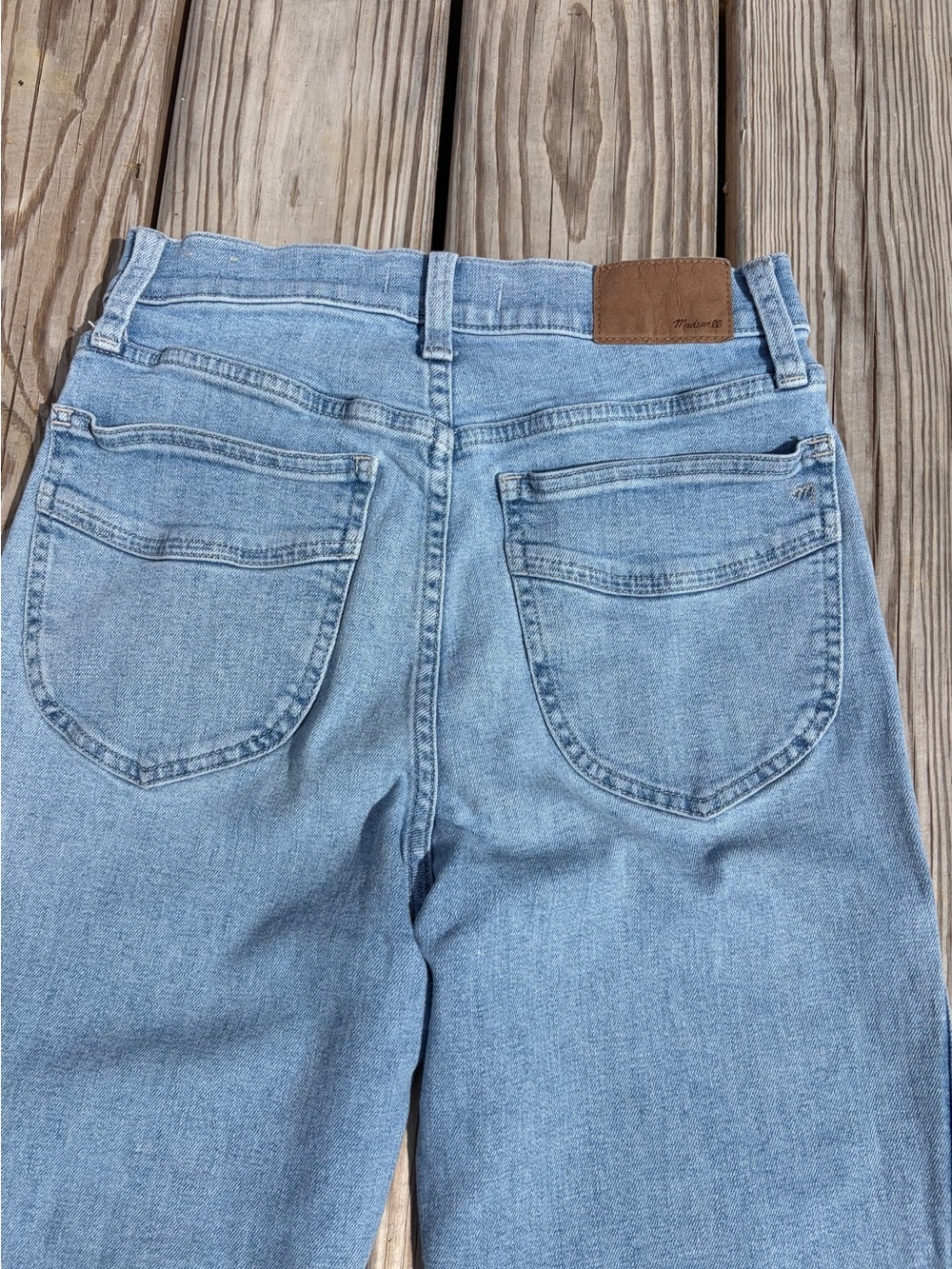 Madewell 11" High Rise Flare Jeans Light Wash Distressed‎ 20% Hemp Size 27 - Picture 10 of 14